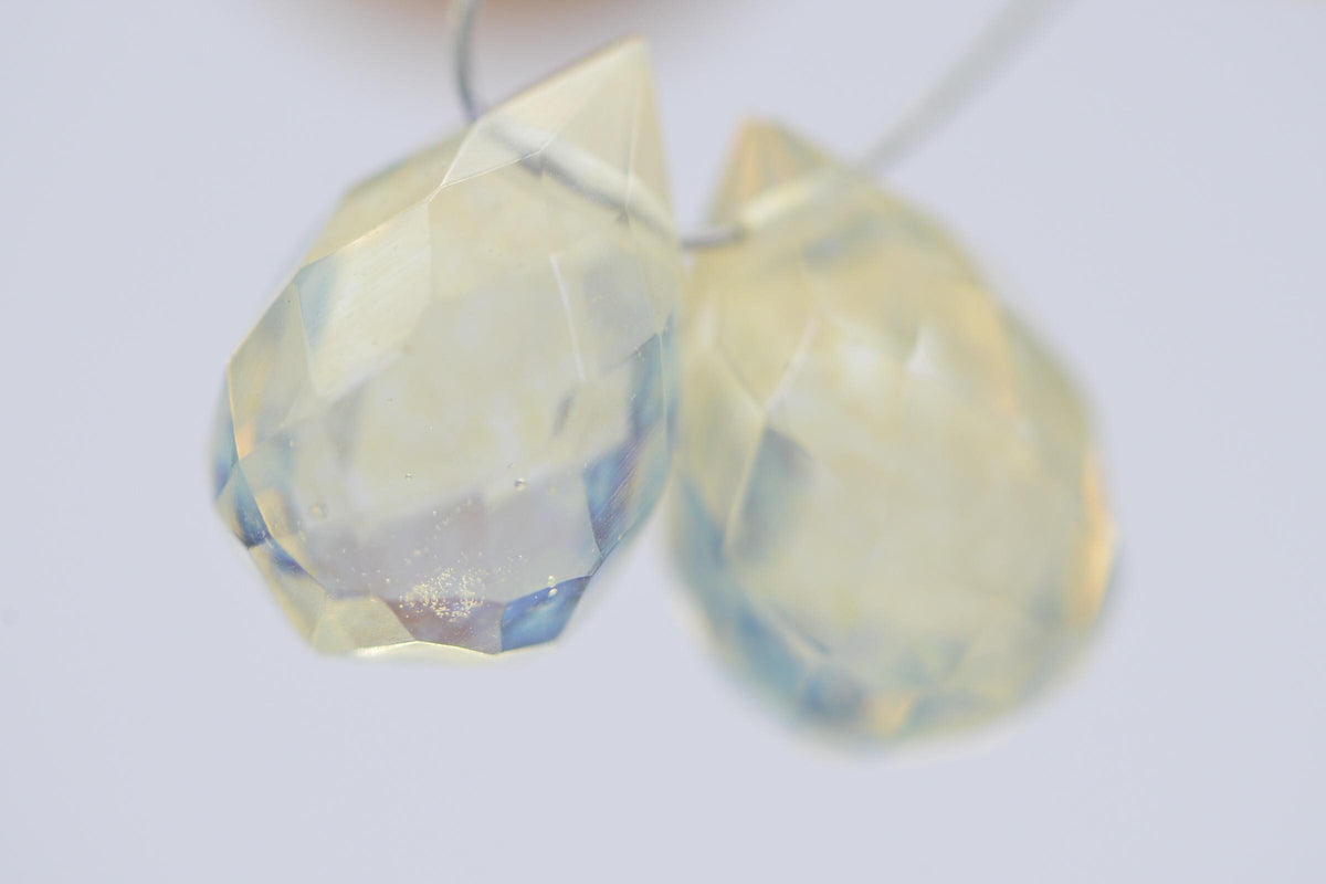 Lavender Opalite Faceted Teardrop Beads: Jewelry Making (12x7mm, 2pc)