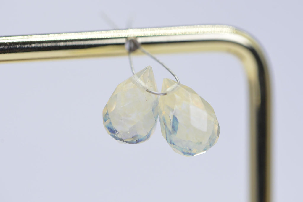 Lavender Opalite Faceted Teardrop Beads: Jewelry Making (12x7mm, 2pc)