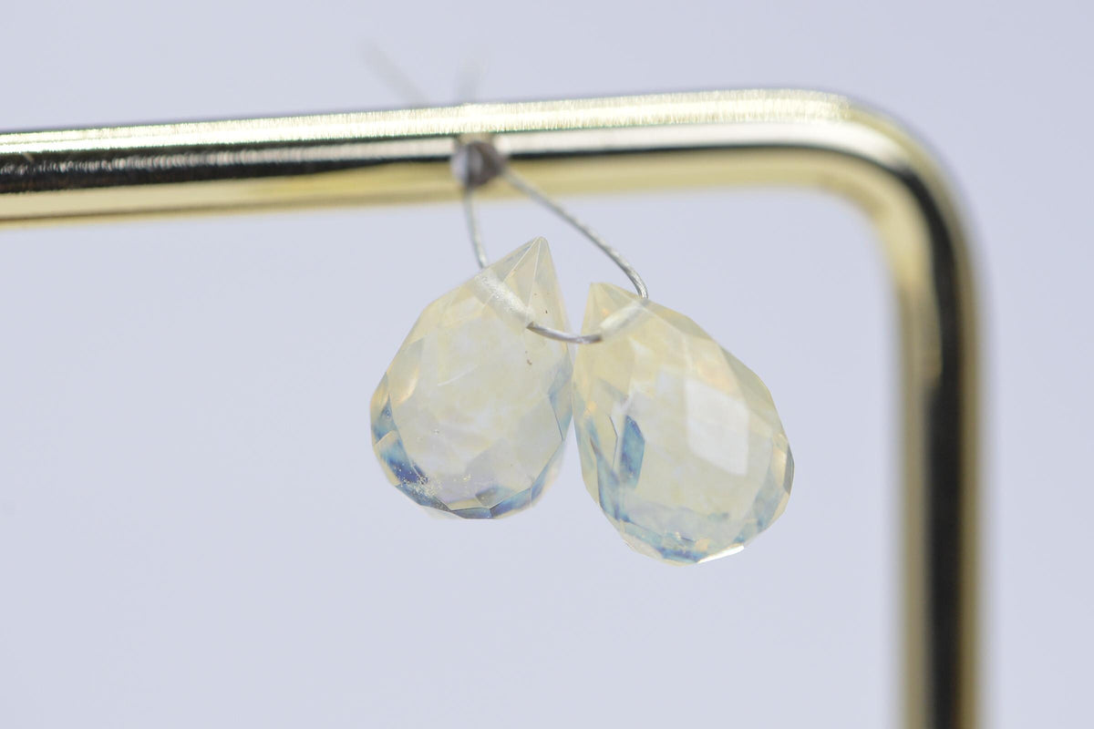 Lavender Opalite Faceted Teardrop Beads: Jewelry Making (12x7mm, 2pc)