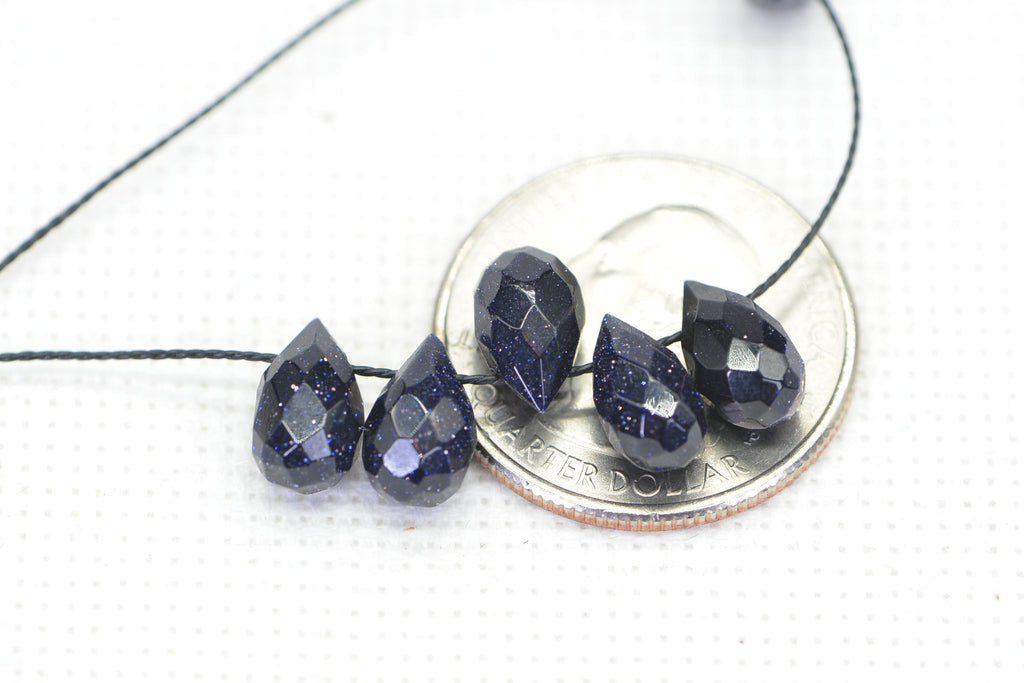 Blue Goldstone Faceted Teardrop Beads Natural Gemstone Beads Jewelry Making Supplies