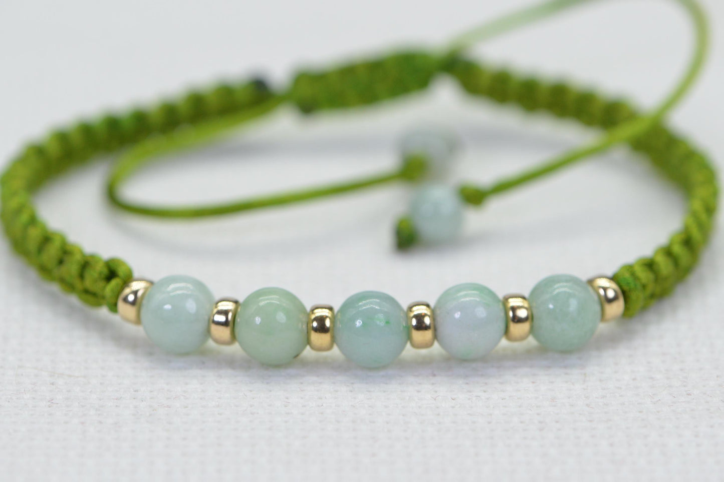 Burma Jade Ice Green Knotted Macrame Bracelet