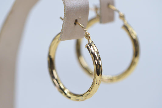 14K Gold Finished Twisted Hoop Earrings, Sterling Silver, 24.5mm