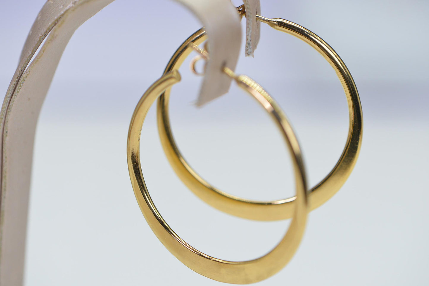 Vintage 24K Gold Over Sterling Silver Hoop Earrings - 1.5 Inch