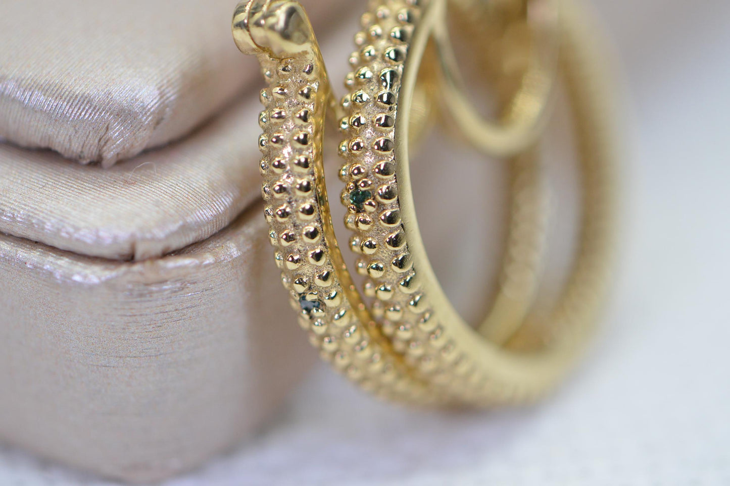 Blue Diamond Hoop Earrings: 14K Gold Over Sterling Silver, Vintage Style