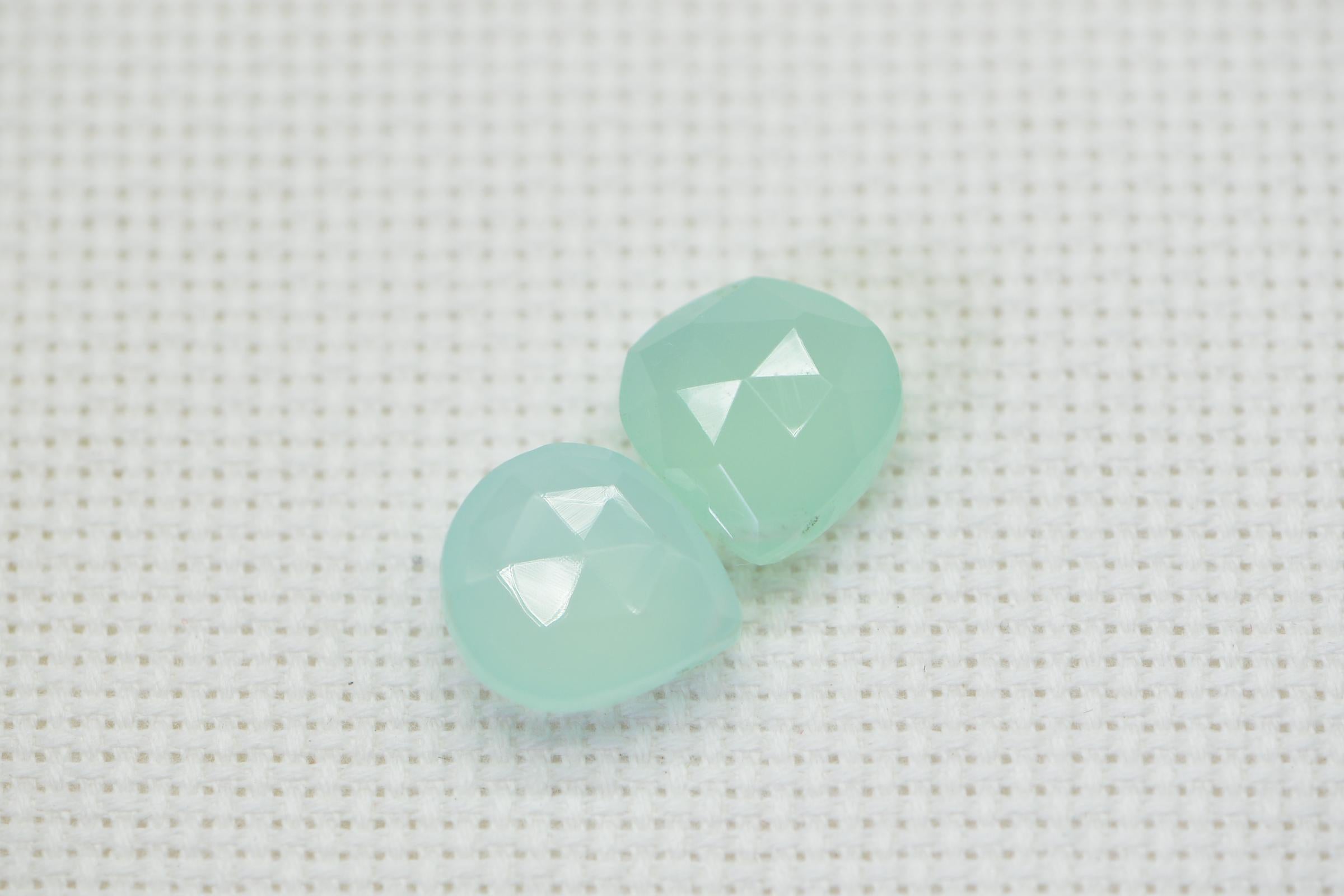 Chalcedony  Faceted Teardrop Beads Natural Gemstone Beads Jewelry Making Supplies