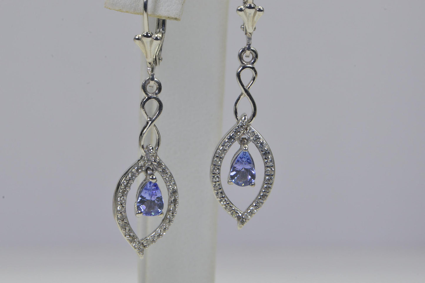 Tanzanite Teardrop Dangle  Earrings Purple Gemstone Hoop Flower Earrings Birthstone December