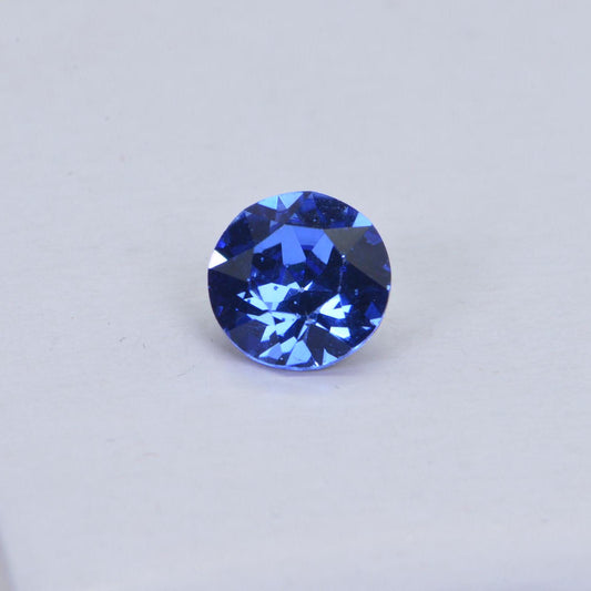 8mm Simulated Sapphire  Facet Diamond Cut Round Point Back swarovski crystals foil back