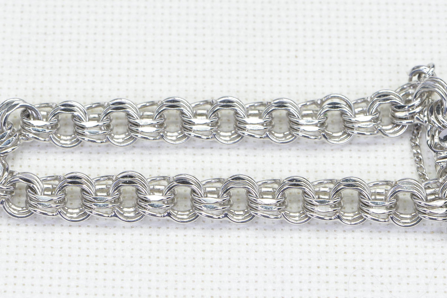Heavy  Bismark Chain Bracelet Byzantine Rhodium Over Sterling Silver Bracelet
