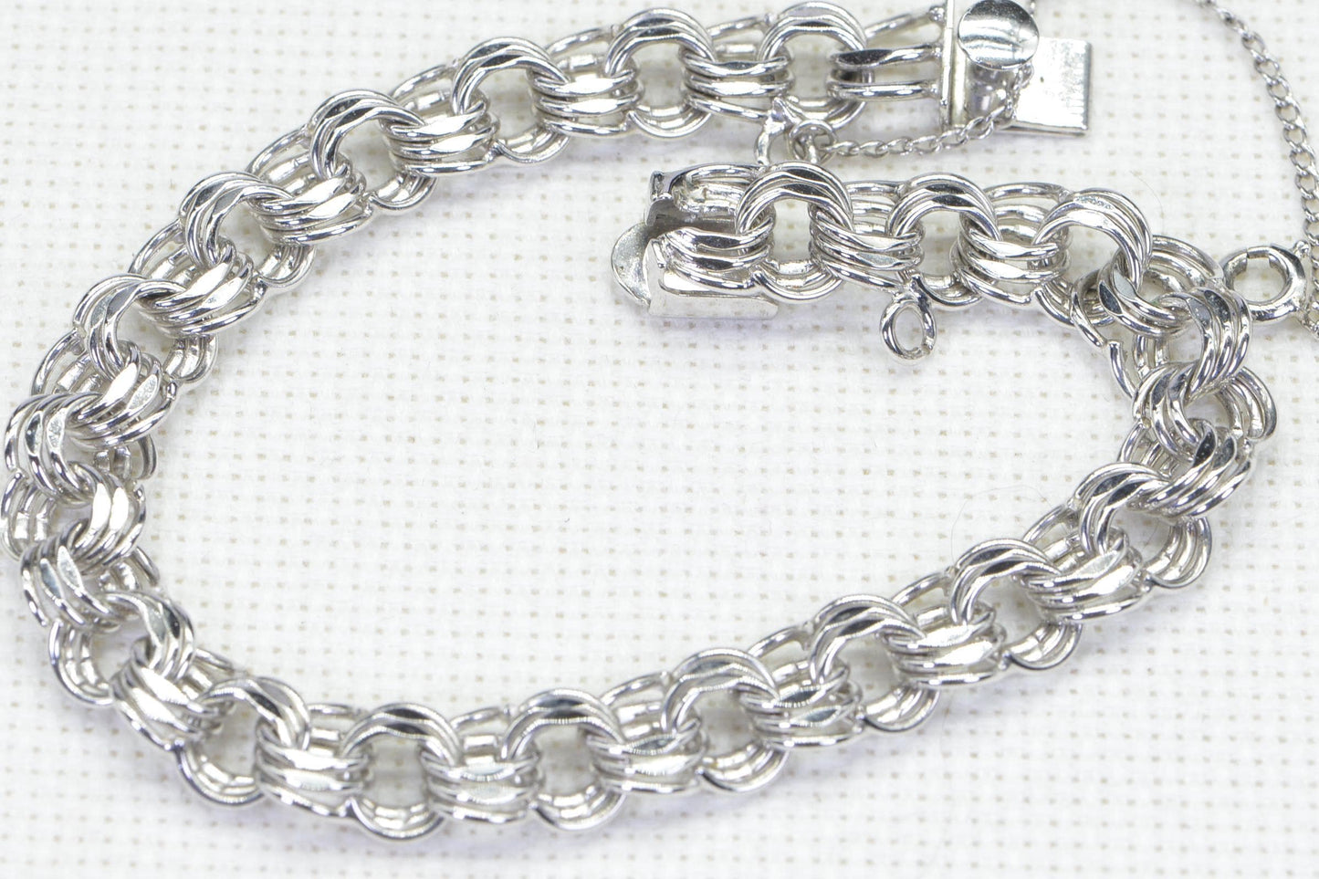 Heavy  Bismark Chain Bracelet Byzantine Rhodium Over Sterling Silver Bracelet