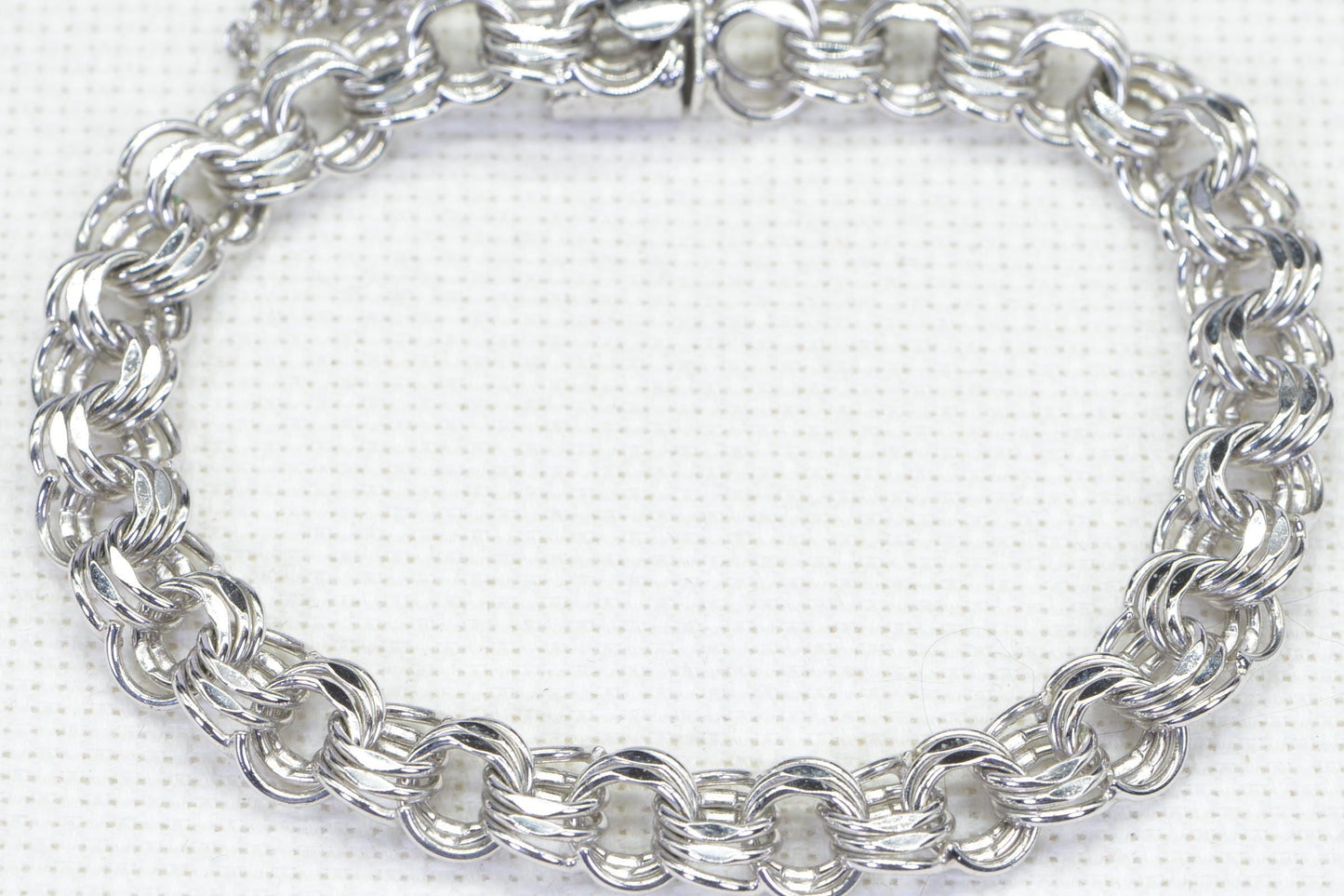 Heavy  Bismark Chain Bracelet Byzantine Rhodium Over Sterling Silver Bracelet