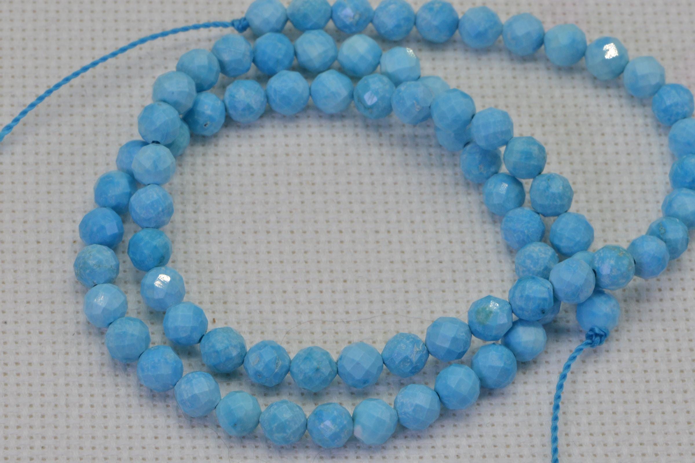 Sleeping Beauty Turquoise Beads: 5mm Faceted Round, 15 Inch Strand
