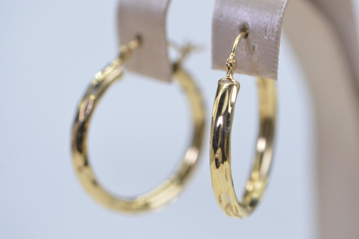 14K Gold Finished Twisted Hoop Earrings, Sterling Silver, 24.5mm