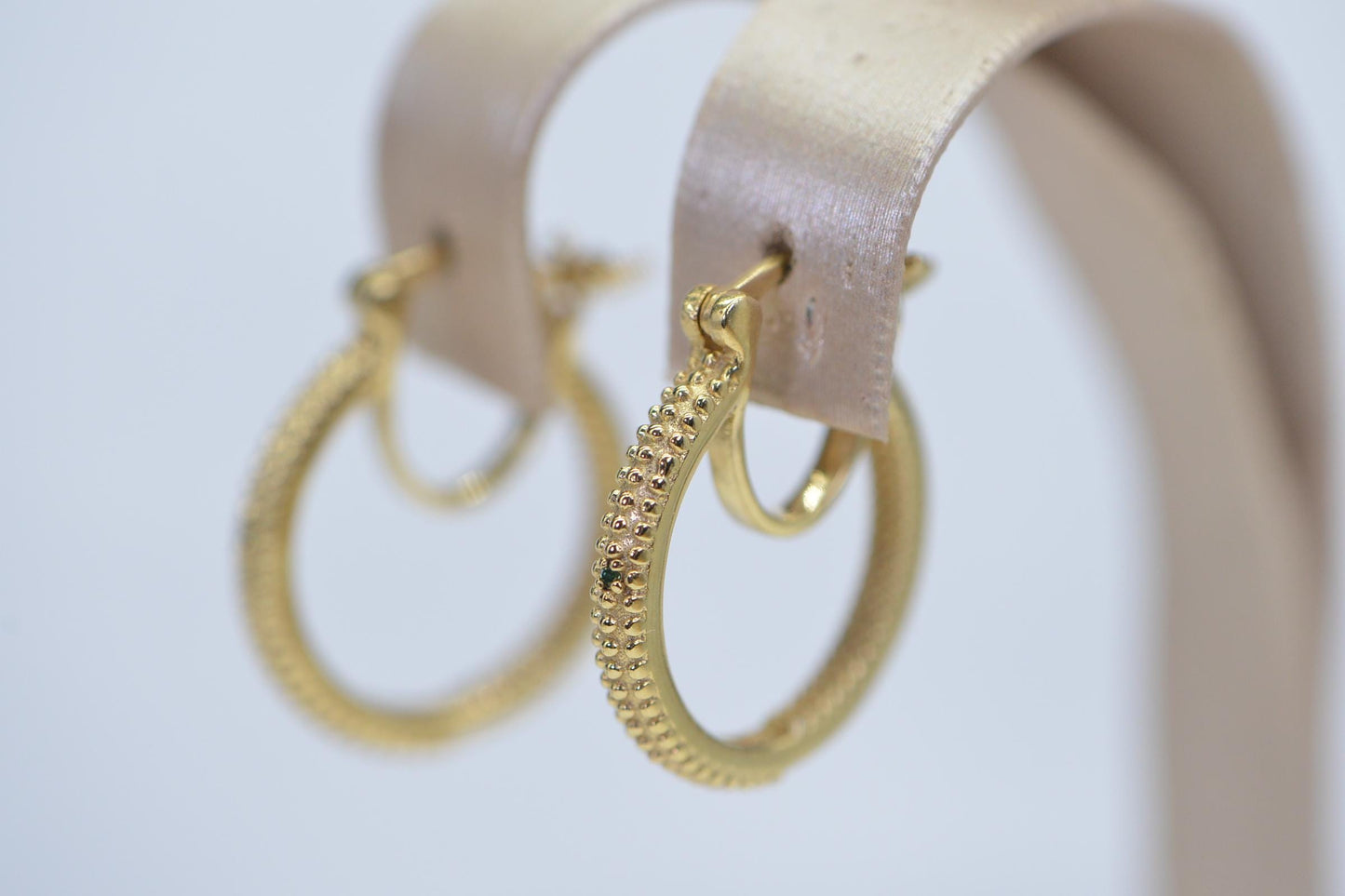 Blue Diamond Hoop Earrings: 14K Gold Over Sterling Silver, Vintage Style
