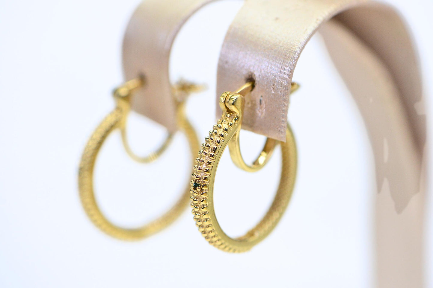 Blue Diamond Hoop Earrings: 14K Gold Over Sterling Silver, Vintage Style