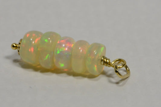 Ethiopian Welo Opal Pendant: 14K Gold Fill Five Stone Stick