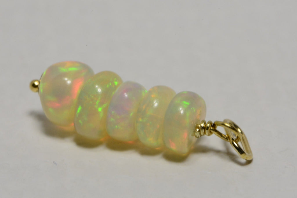 Ethiopian Welo Opal Pendant: 14K Gold Fill Five Stone Stick