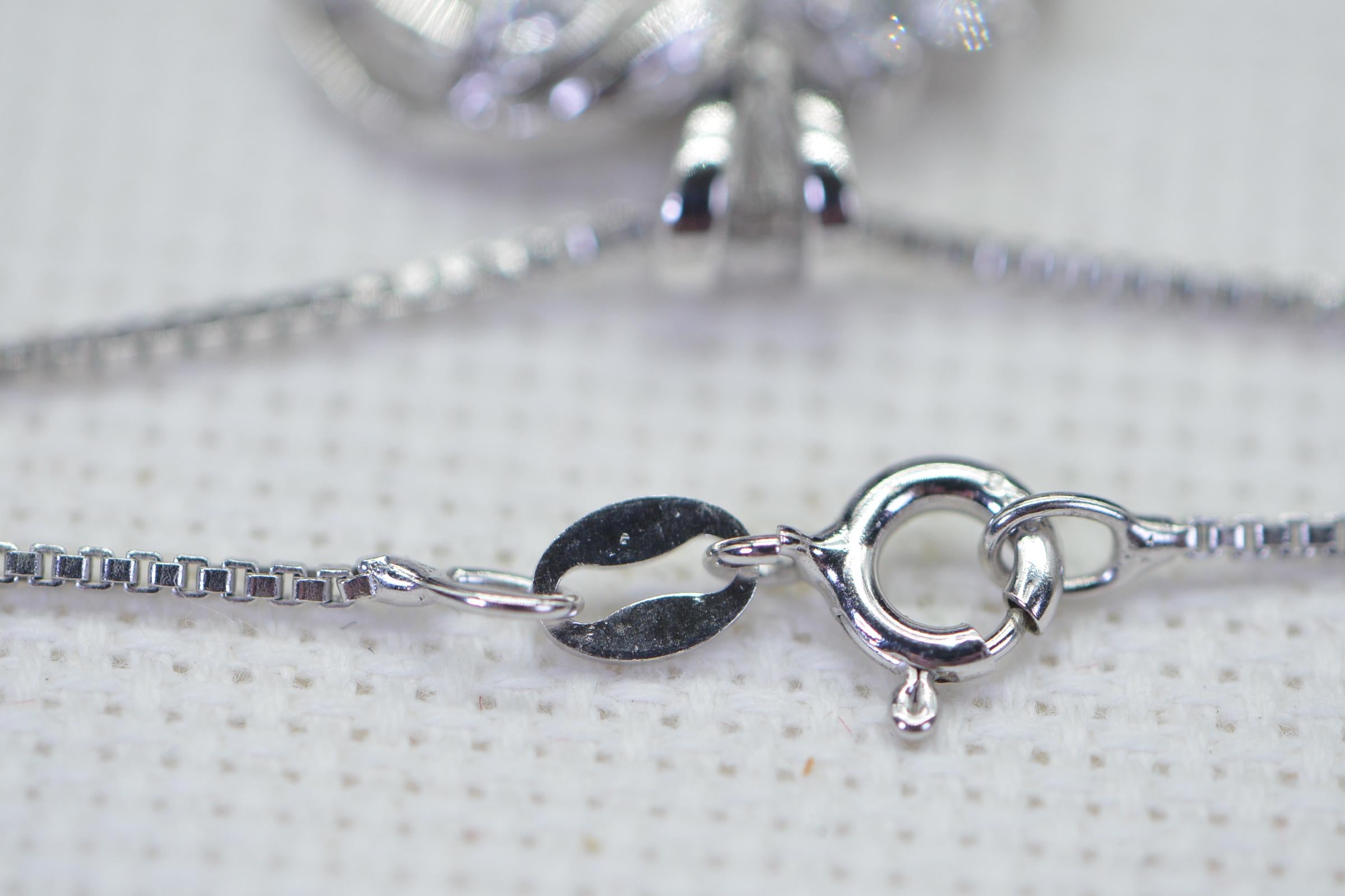 CZ Heart Pendant: 14K White Gold Over Sterling Silver