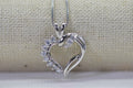 CZ Heart Pendant: 14K White Gold Over Sterling Silver