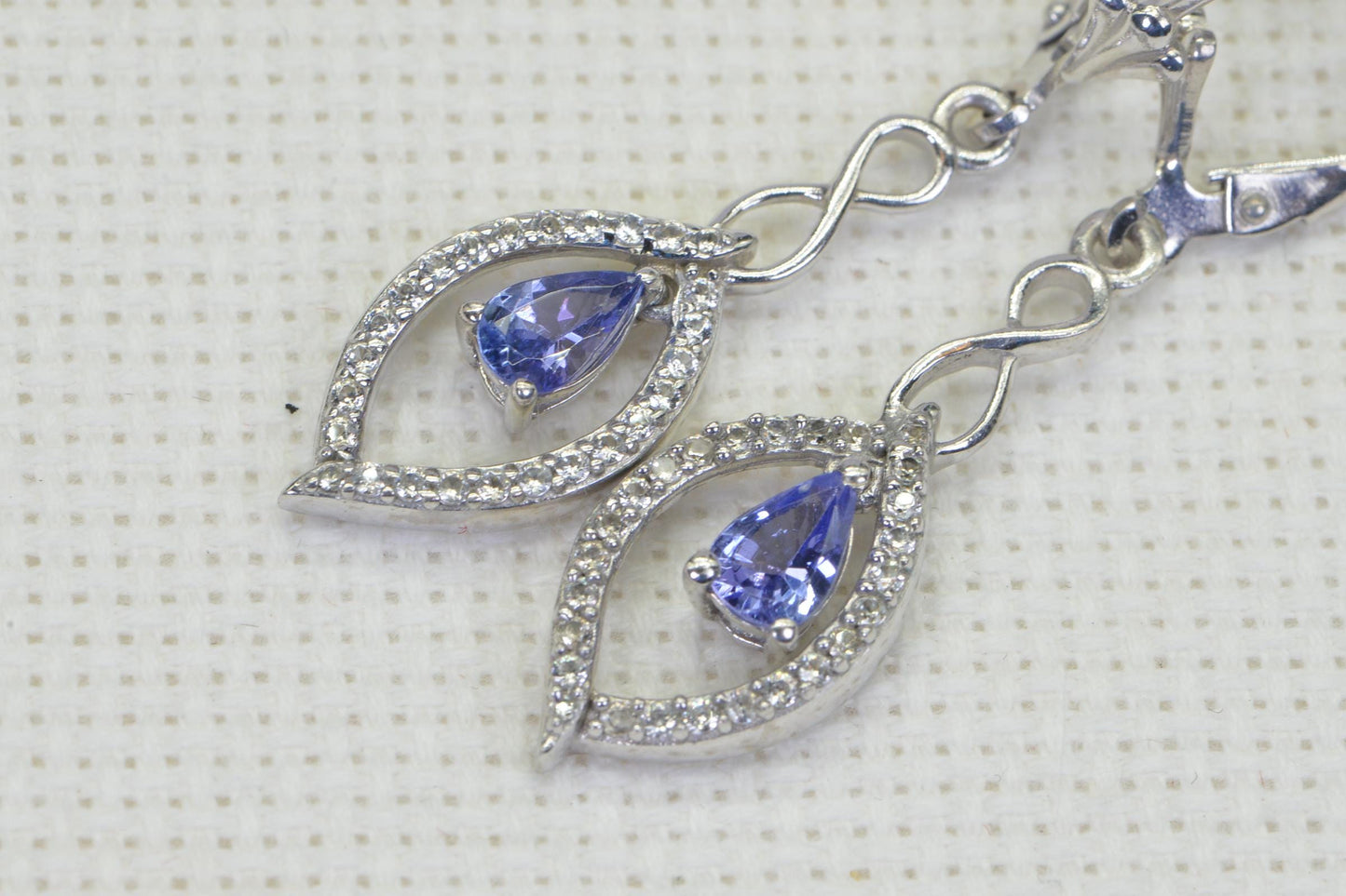 Tanzanite Teardrop Dangle  Earrings Purple Gemstone Hoop Flower Earrings Birthstone December