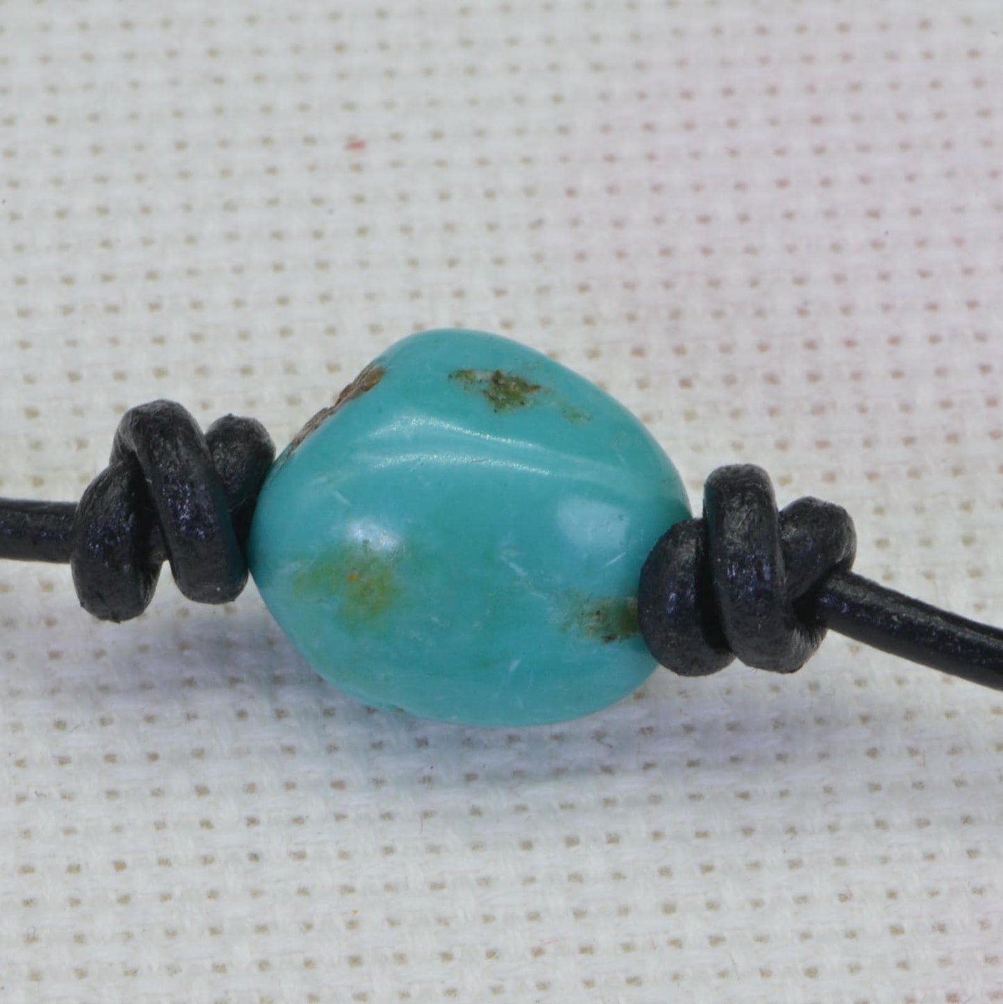 Raw Kingman Turquoise Necklace: Single Bead Leather Choker
