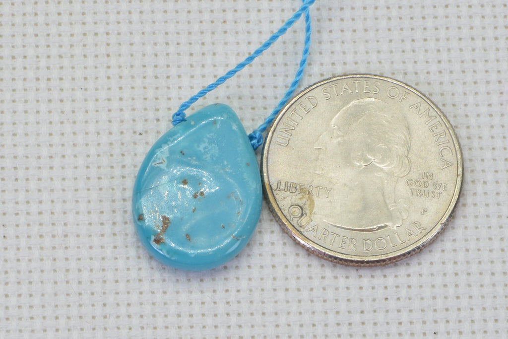 Arizona Sleeping Beauty Turquoise Raw Slab Pendant  Free Form Teardrop