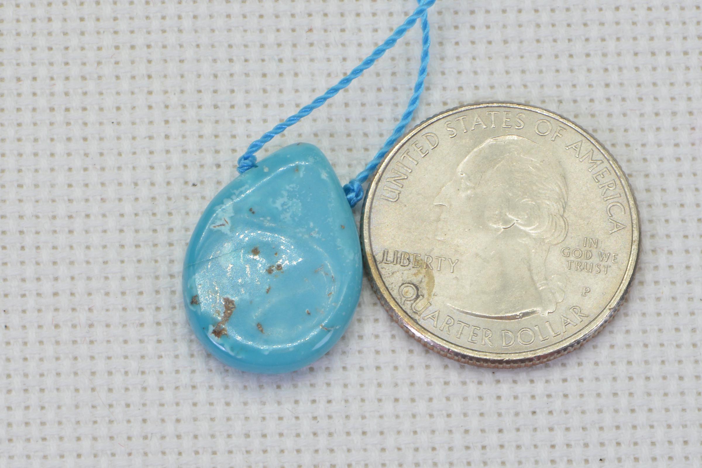Arizona Sleeping Beauty Turquoise Raw Slab Pendant  Free Form Teardrop