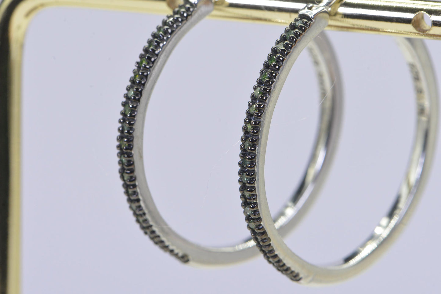 Black Diamond Hoop Earrings: Sterling Silver, 1.5 Inch