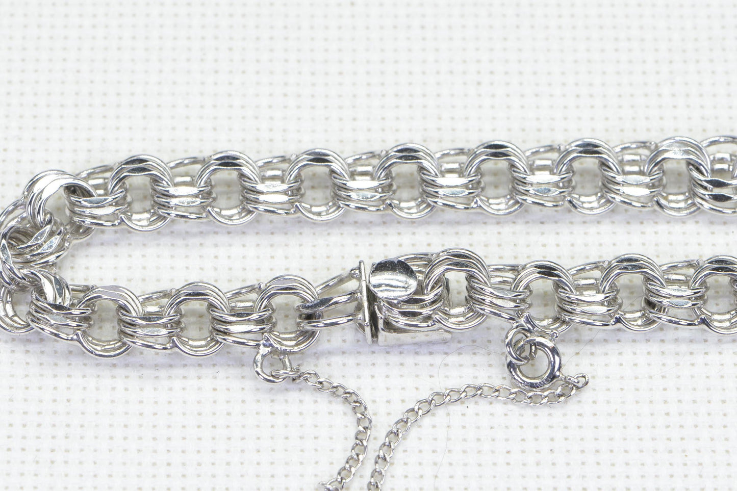 Heavy  Bismark Chain Bracelet Byzantine Rhodium Over Sterling Silver Bracelet