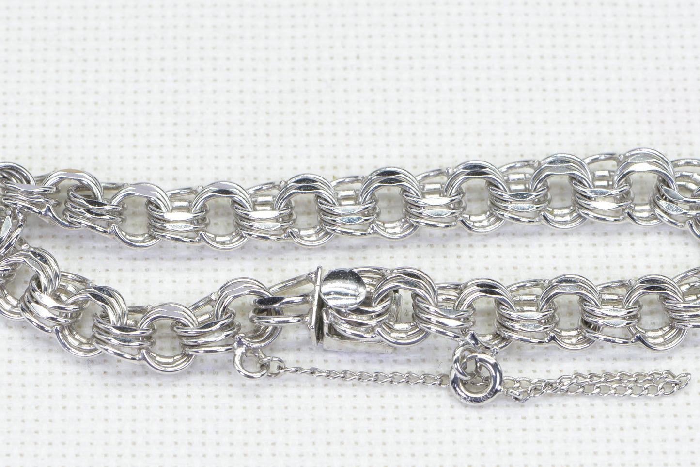Heavy  Bismark Chain Bracelet Byzantine Rhodium Over Sterling Silver Bracelet