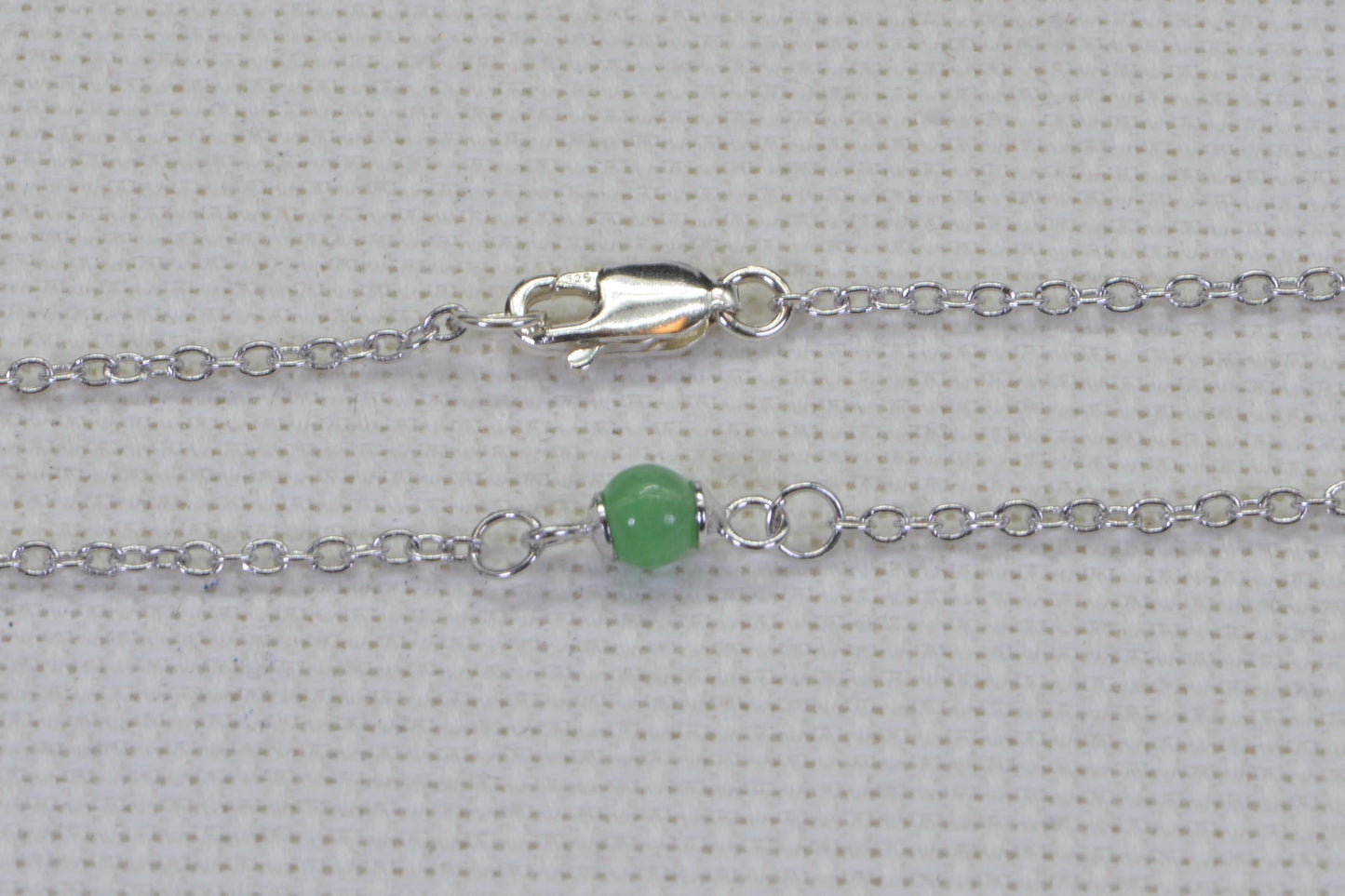 Apple Green Jadeite Bracelet, Sterling Silver Chain, Handmade Jewelry