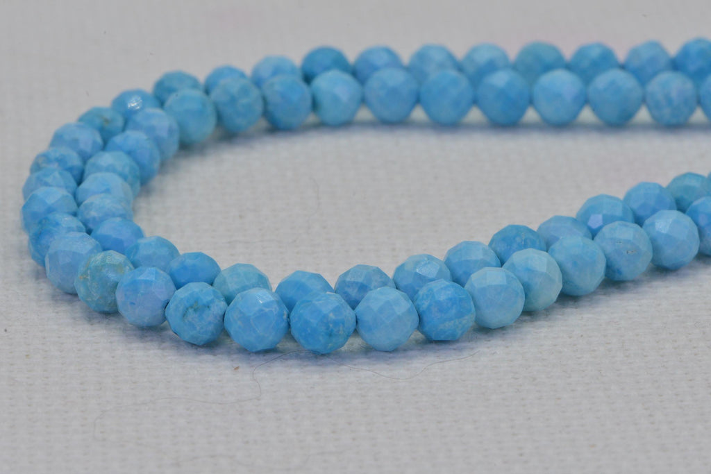 Sleeping Beauty Turquoise Beads: 5mm Faceted Round, 15 Inch Strand