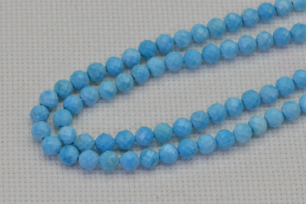 Sleeping Beauty Turquoise Beads: 5mm Faceted Round, 15 Inch Strand