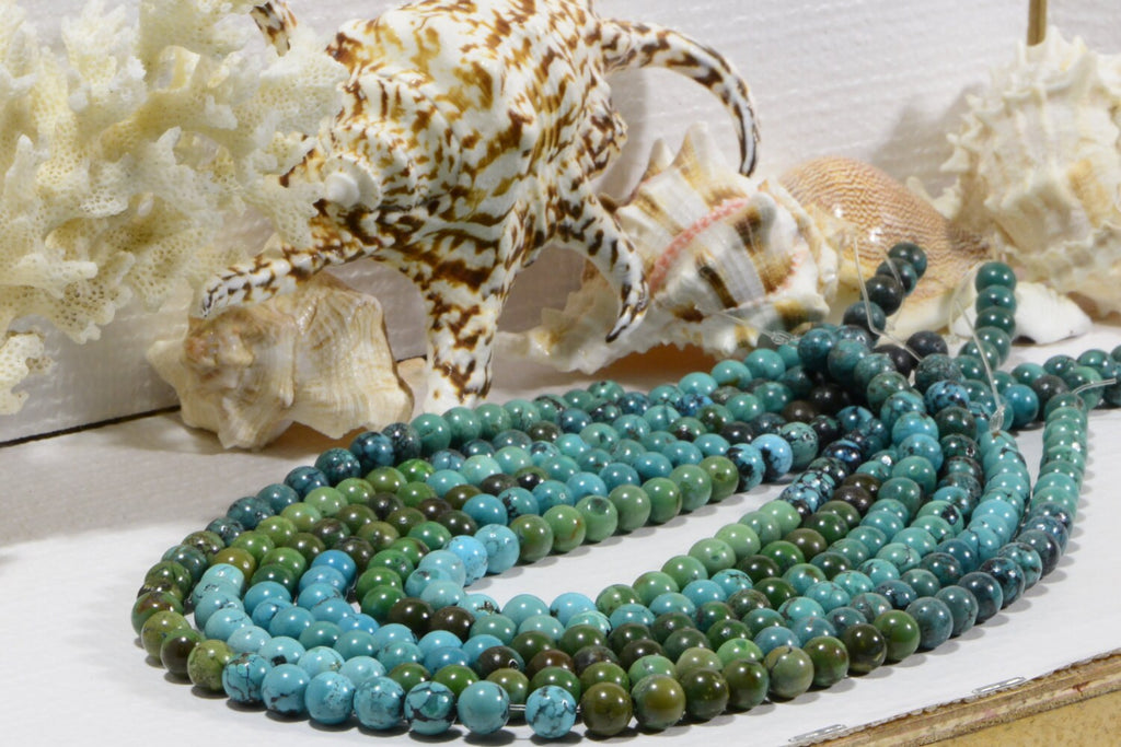8mm African Turquoise Jasper Beads: Round Gemstone Strand