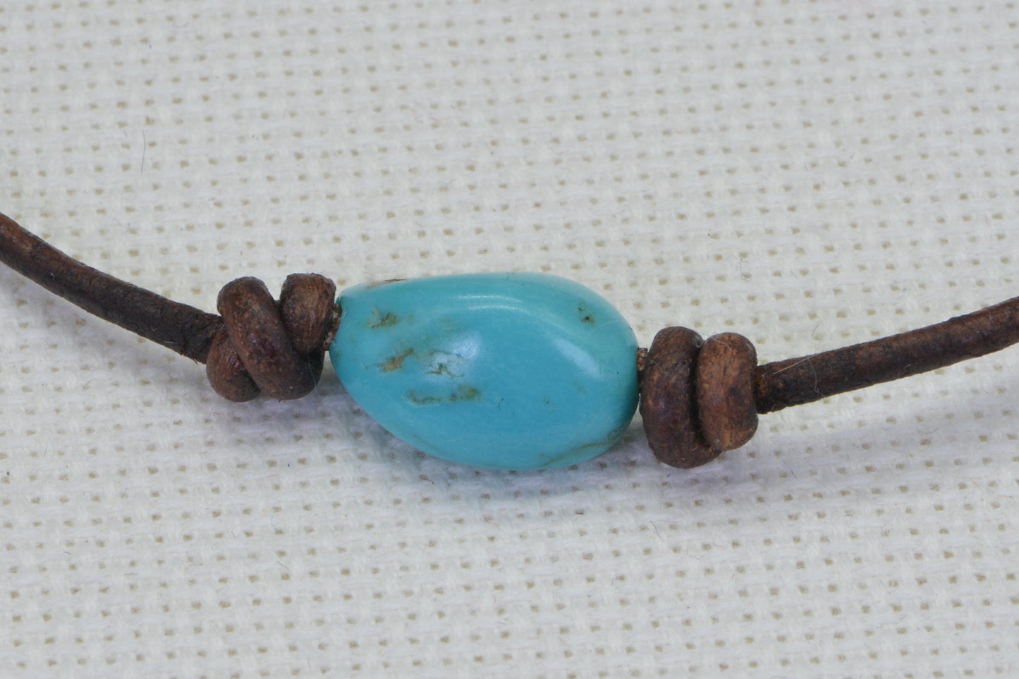 Raw Kingman Turquoise Necklace: Single Bead Leather Choker