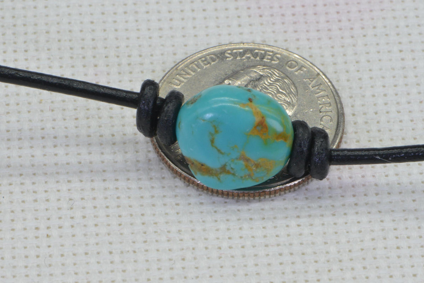 Raw Kingman Turquoise Necklace: Single Bead Leather Choker