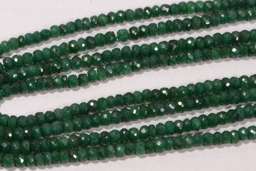 Faceted Emerald Rondelle Beads: 4x2.6mm Gemstone Jewelry Supplies