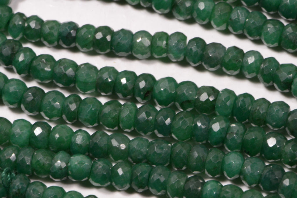 Faceted Emerald Rondelle Beads: 4x2.6mm Gemstone Jewelry Supplies