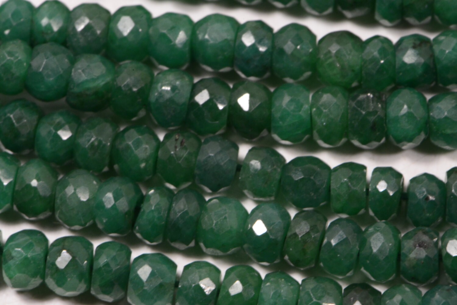 Faceted Emerald Rondelle Beads: 4x2.6mm Gemstone Jewelry Supplies