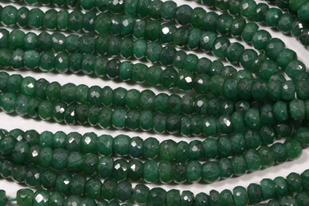 Faceted Emerald Rondelle Beads: 4x2.6mm Gemstone Jewelry Supplies
