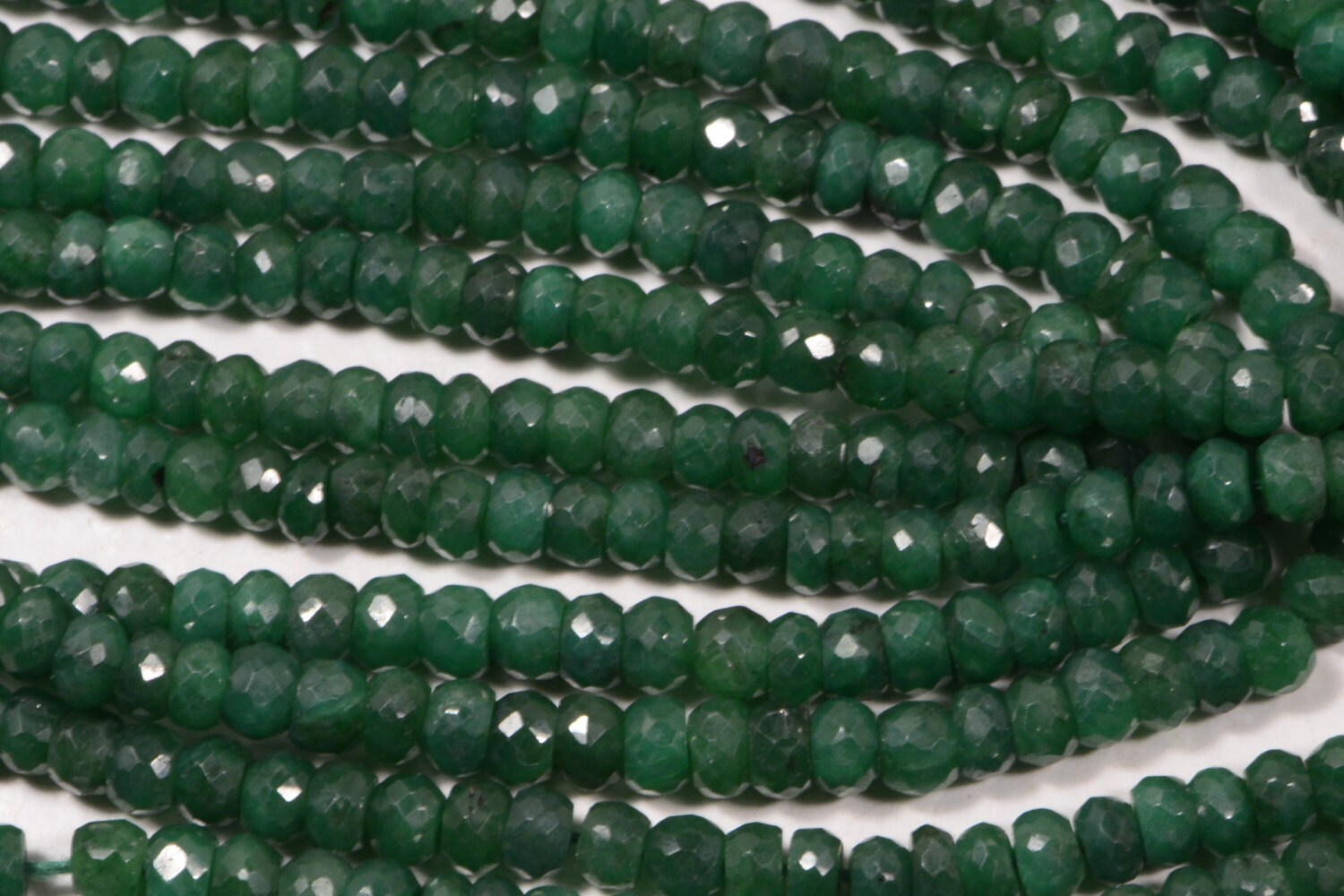 Faceted Emerald Rondelle Beads: 4x2.6mm Gemstone Jewelry Supplies