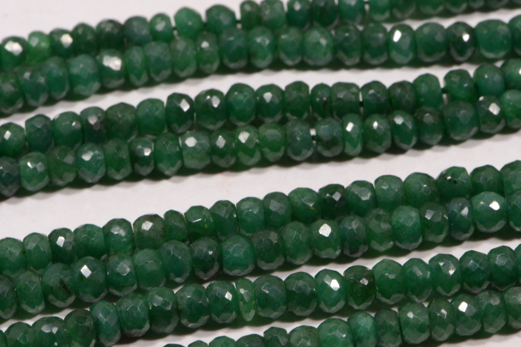 Faceted Emerald Rondelle Beads: 4x2.6mm Gemstone Jewelry Supplies