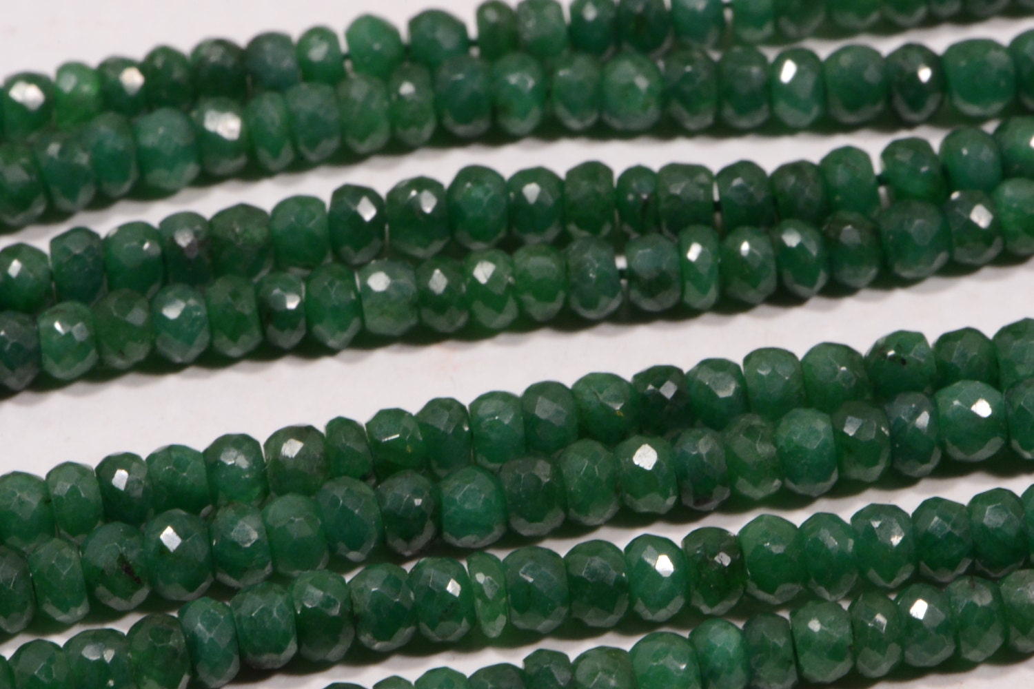 Faceted Emerald Rondelle Beads: 4x2.6mm Gemstone Jewelry Supplies