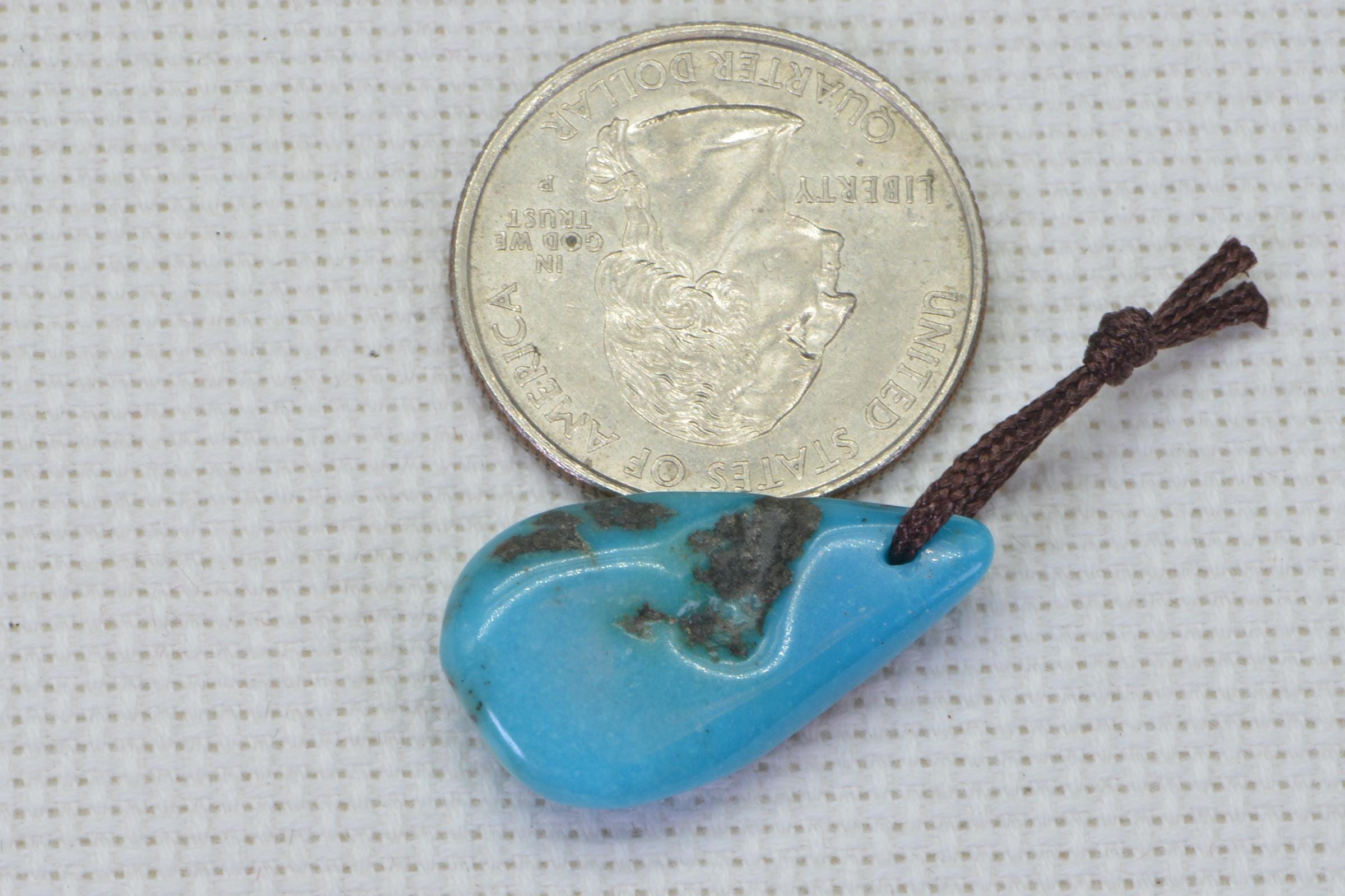Kingman Turquoise Slab: Arizona Blue Teardrop Bead (25X13.9mm)