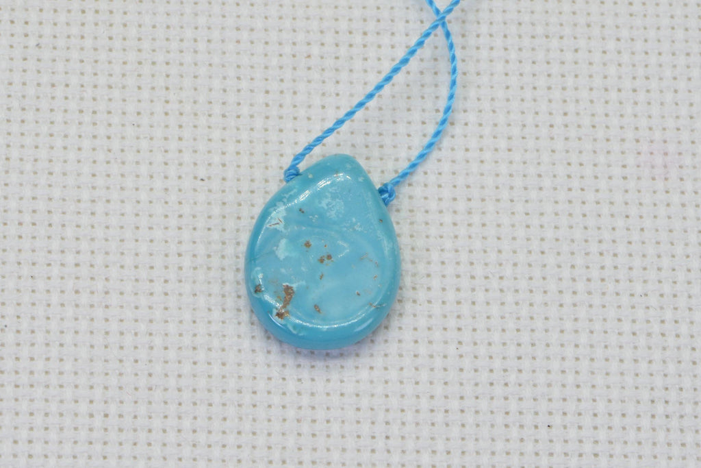 Arizona Sleeping Beauty Turquoise Raw Slab Pendant  Free Form Teardrop