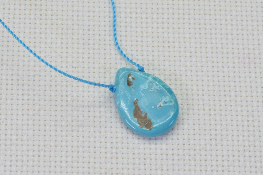 Arizona Sleeping Beauty Turquoise Raw Slab Pendant  Free Form Teardrop