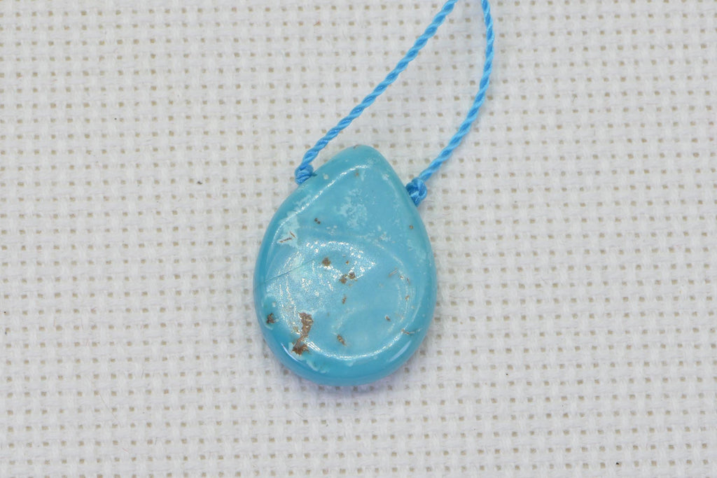Arizona Sleeping Beauty Turquoise Raw Slab Pendant  Free Form Teardrop