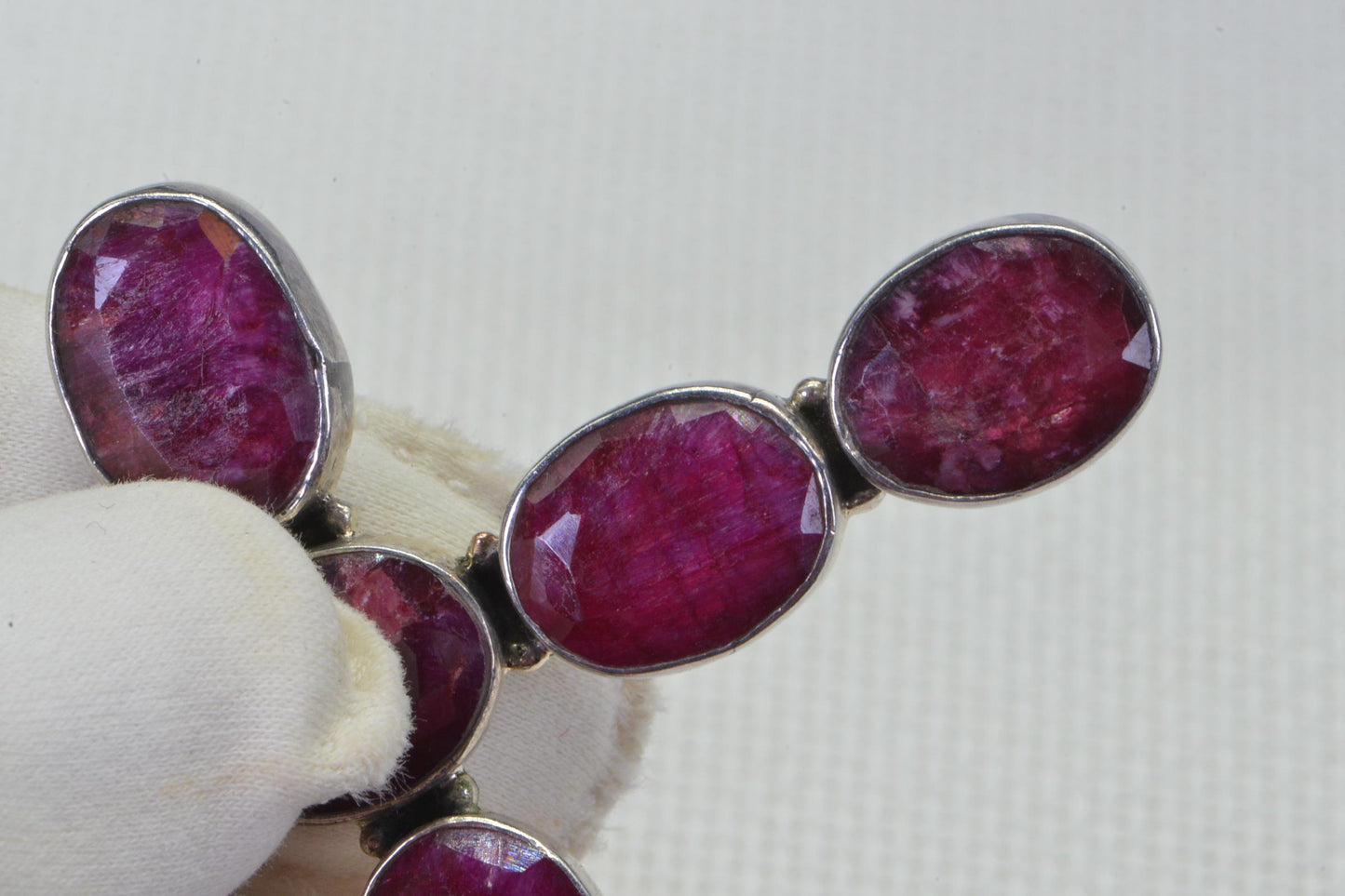 Natural Ruby Cross Pendant Sterling Silver Necklace Birthstone July Gemstone Vintage Jewelry