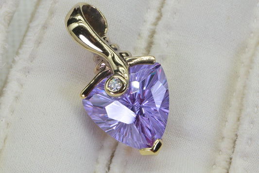 Vintage Trillion Light Purple Color Change Diamond Pendant: 14k Gold Over Sterling Silver