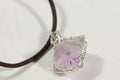 Natural Fluorite Necklace Gemstone Pendant Leather Crystal Necklace
