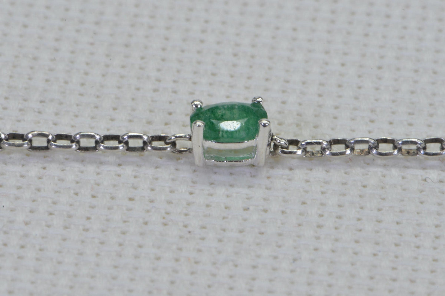 Emerald Sterling Silver Bracelet Anklet: Delicate Gemstone Chain